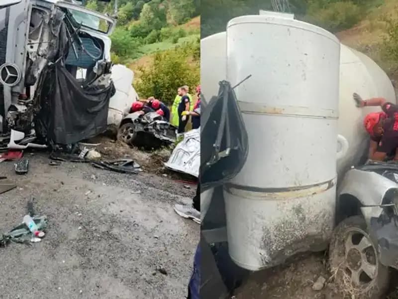Beton Mikseri Otomobilin Üzerine Devrildi: Dehşet Verici Kaza Sonrası 1 Ölü, 1 Yaralı