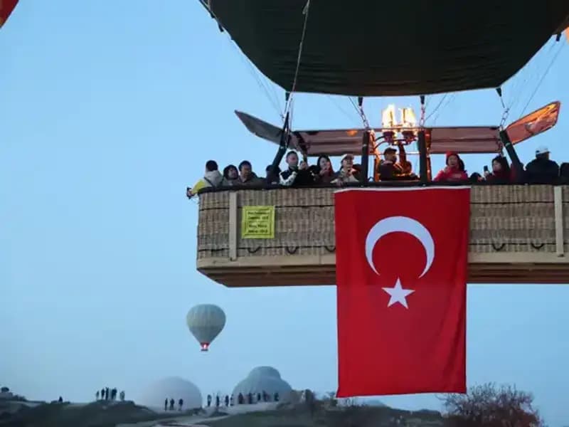 Kapadokya’da 23 Nisan Coşkusu: Balonlar Türk Bayraklarıyla Gökyüzünde Uçtu